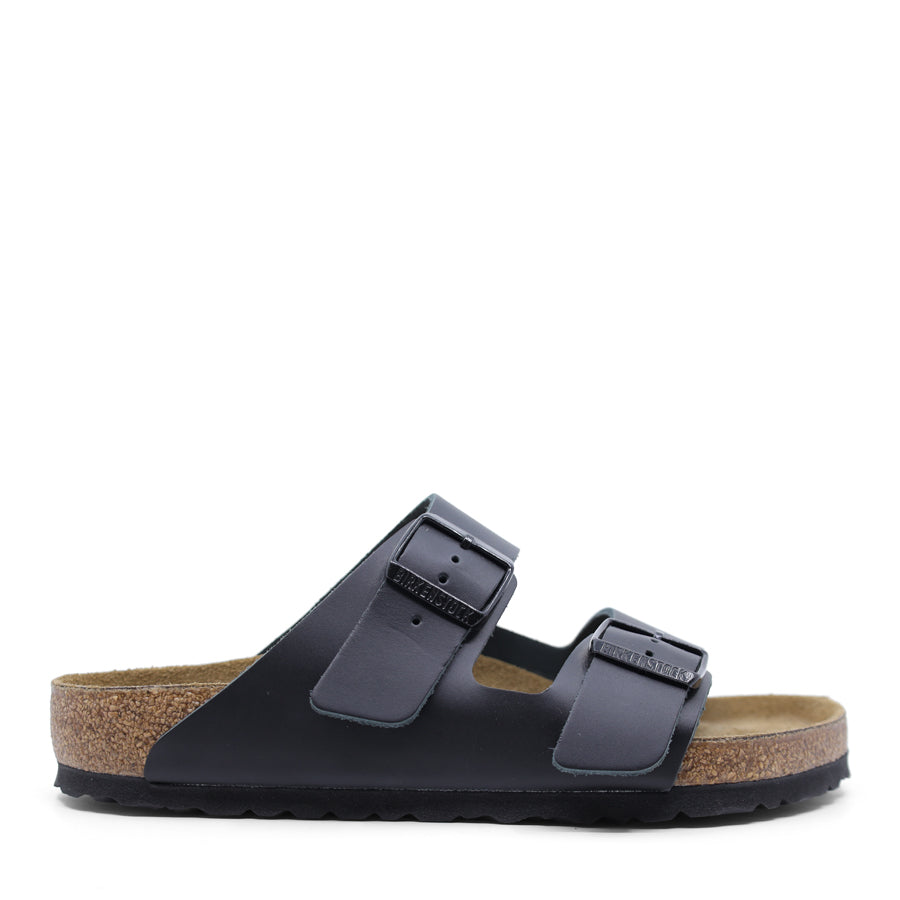 BLACK TWO STRAP UNISEX SLIDE SANDAL