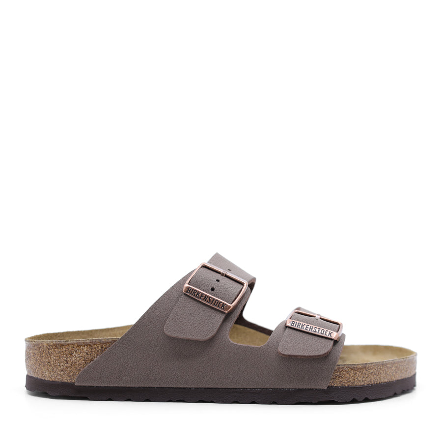 BLACK PATENT TWO STRAP SLIDE SANDAL