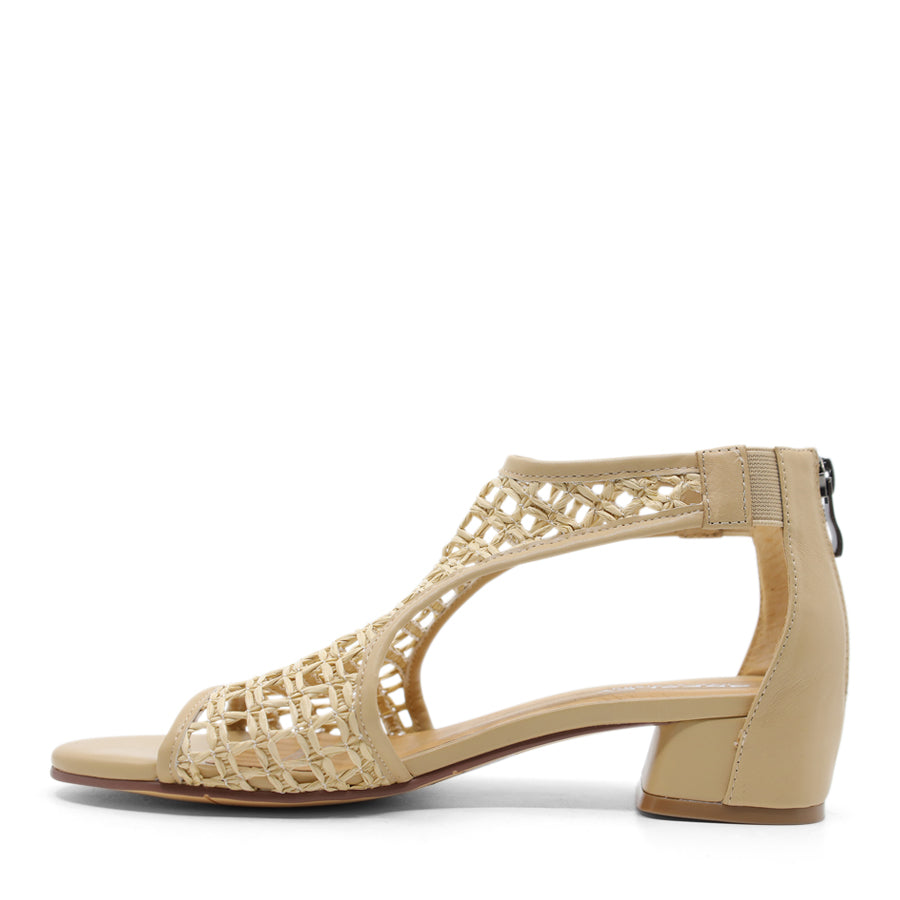 CARAMEL JUTE WEAVE ZIP UP HEEL SANDAL