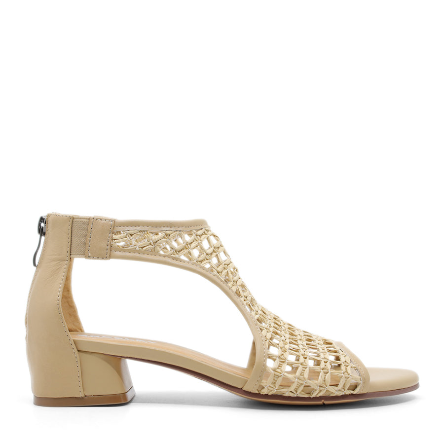 CARAMEL JUTE WEAVE ZIP UP HEEL SANDAL