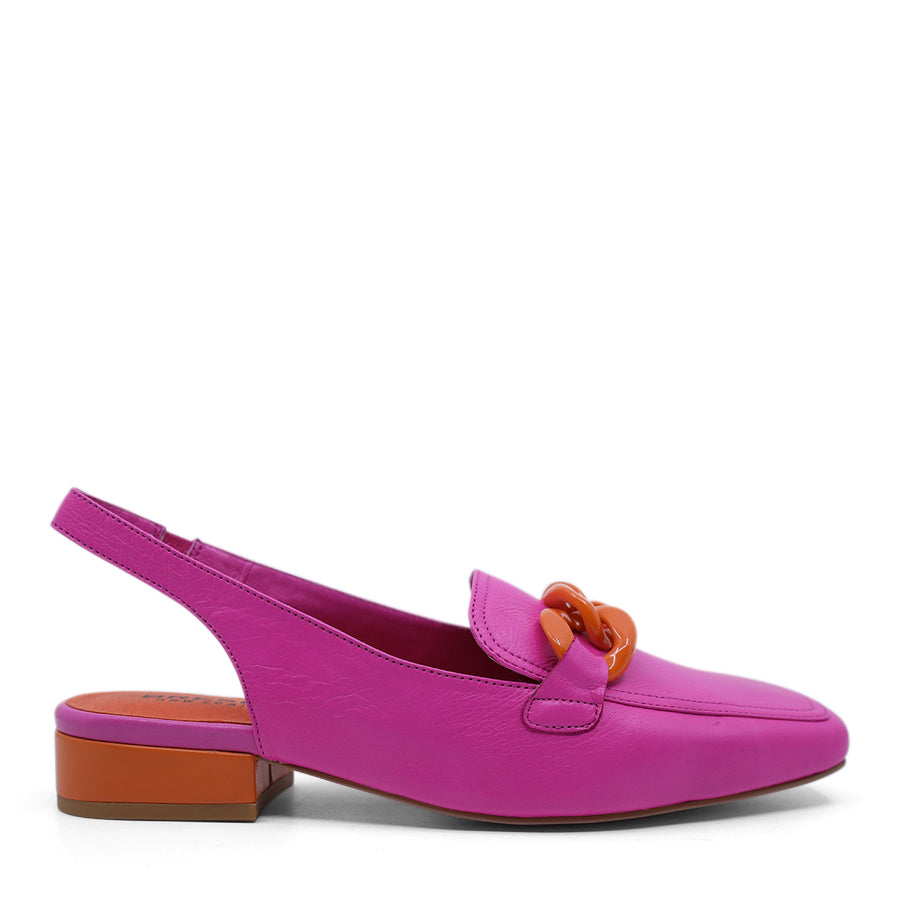 FUCHSIA ORANGE DETAIL ENCLOSED TOE ELASTIC SLINGBACK 