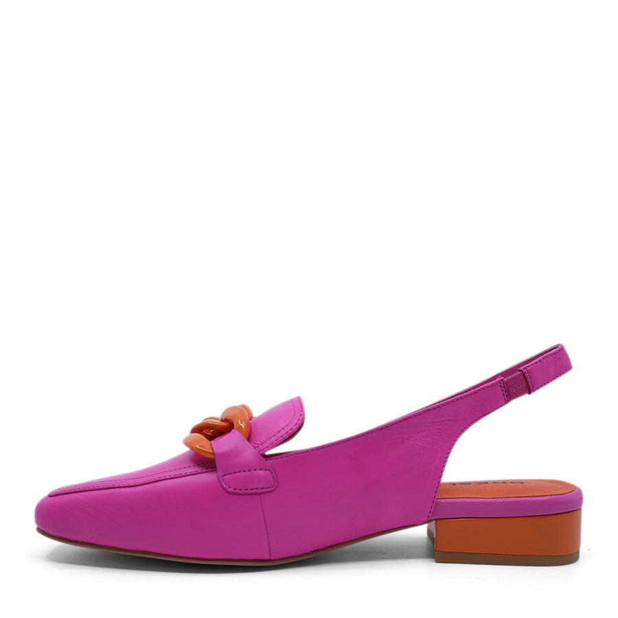 FUCHSIA ORANGE DETAIL ENCLOSED TOE ELASTIC SLINGBACK 