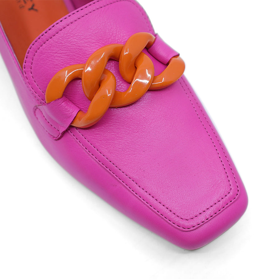 FUCHSIA ORANGE DETAIL ENCLOSED TOE ELASTIC SLINGBACK 