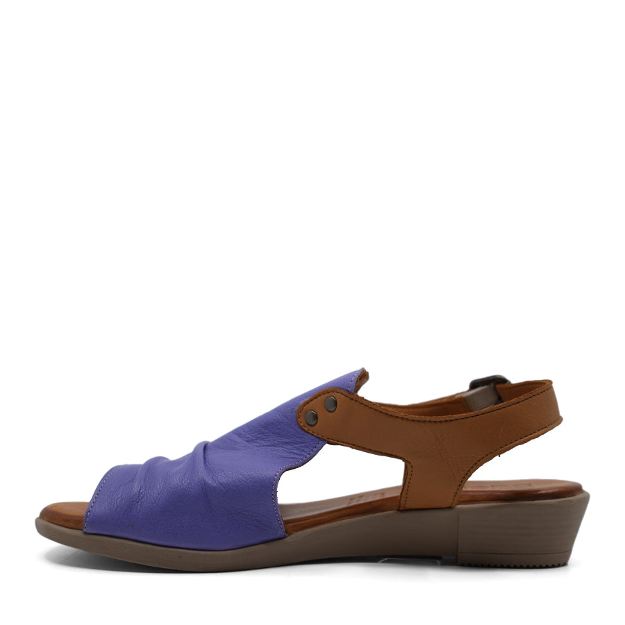 LAVENDER PURPLE BROWN ANKLE STRAP WEDGE HEEL SANDAL