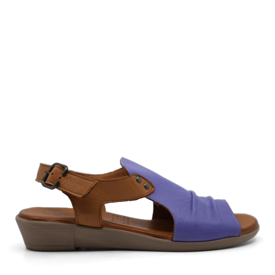 LAVENDER PURPLE BROWN ANKLE STRAP WEDGE HEEL SANDAL