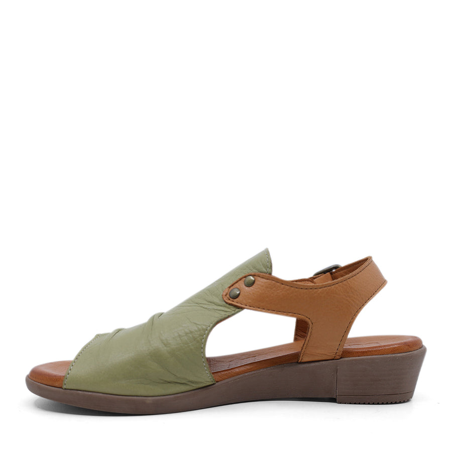 SCORPION GREEN TAN BROWN ANKLE STRAP WEDGE HEEL 