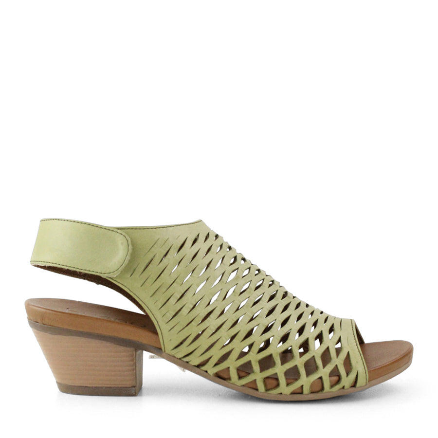 COCONUT TAN LASERCUT WEAVE PATTERN VELCRO HEEL SANDAL