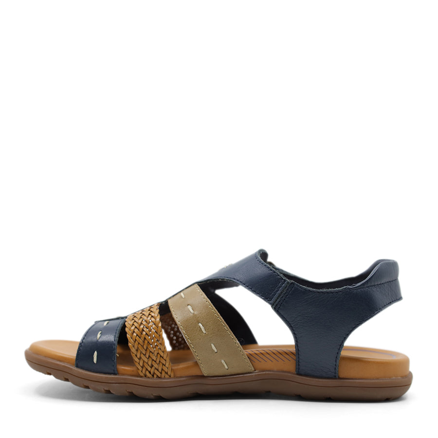 BLUE BROWN WEAVE DETAIL VELCRO SANDAL