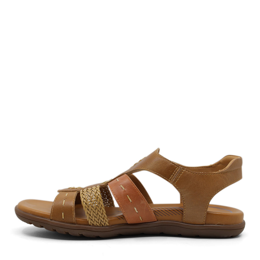 TAN BROWN WEAVE DETAIL VELCRO SANDAL