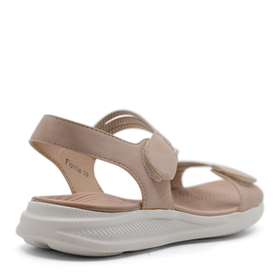 BLUSH PINK BEIGE VELCRO STRAP SANDAL