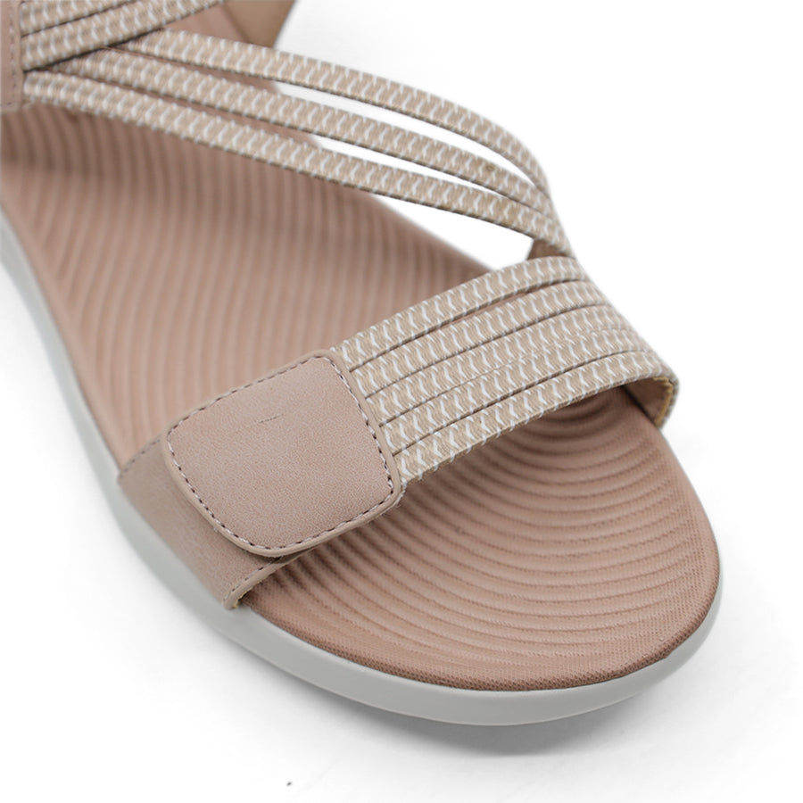 BLUSH PINK BEIGE VELCRO STRAP SANDAL