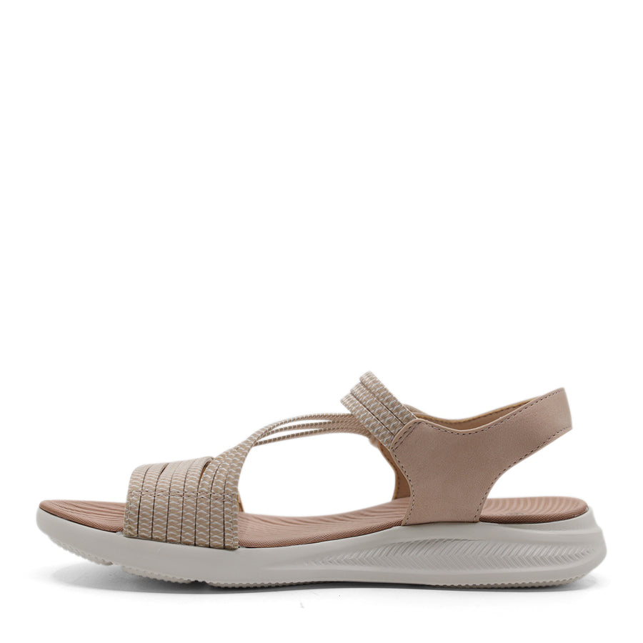 BLUSH PINK BEIGE VELCRO STRAP SANDAL