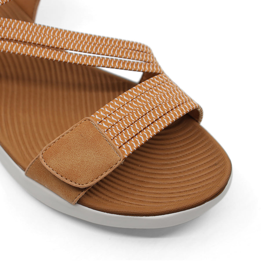 TAN BROWN VELCRO STRAP SANDAL