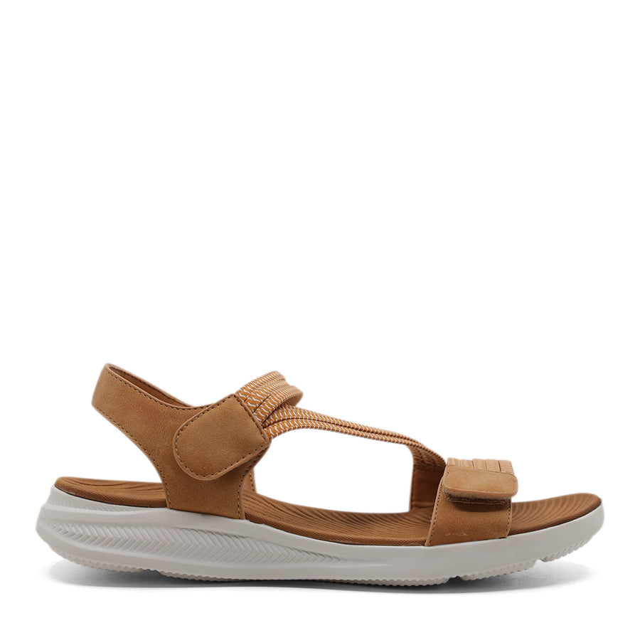 TAN BROWN VELCRO STRAP SANDAL