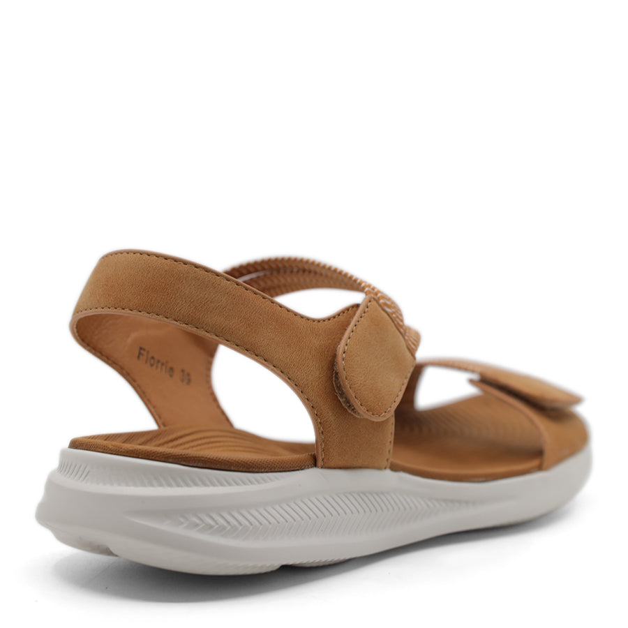 TAN BROWN VELCRO STRAP SANDAL