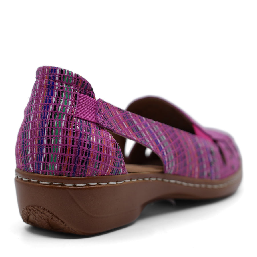 FUCHSIA PURPLE MULTI SLIP ON ELASTIC SIDED FLAT LOAFER