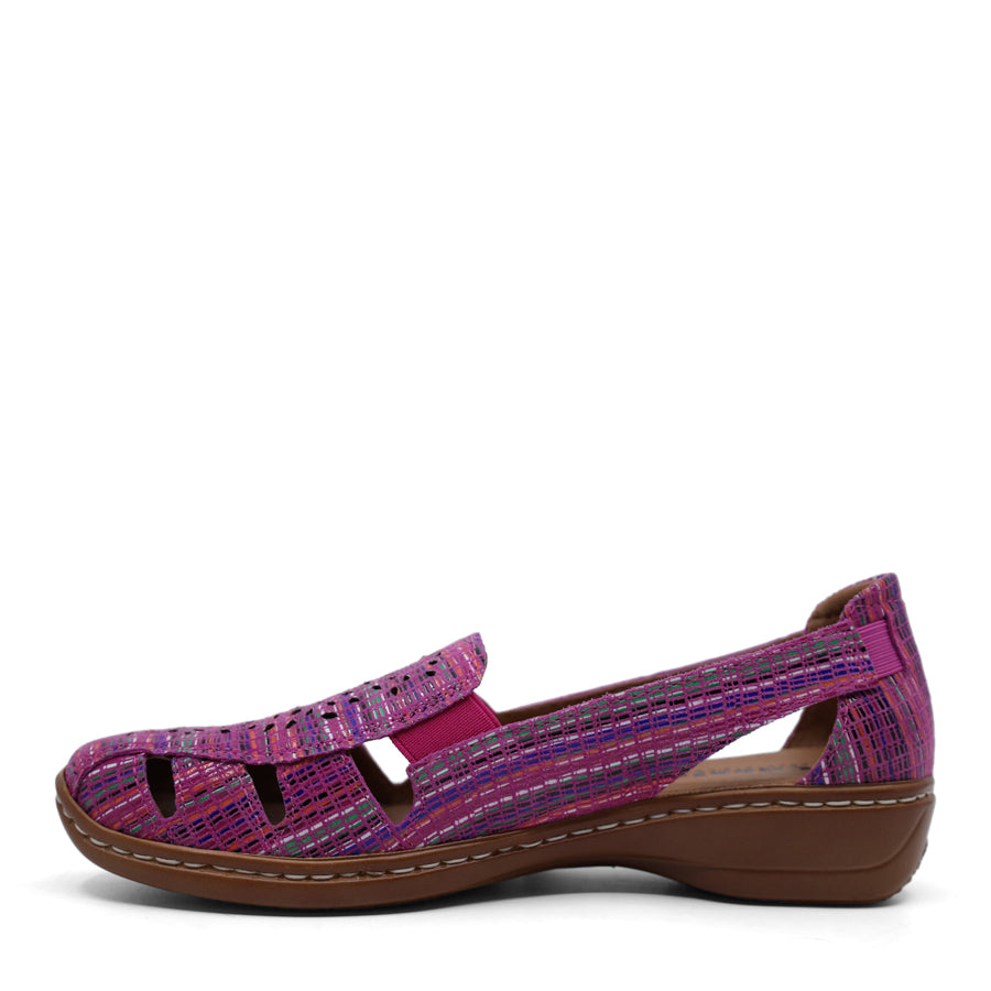 FUCHSIA PURPLE MULTI SLIP ON ELASTIC SIDED FLAT LOAFER