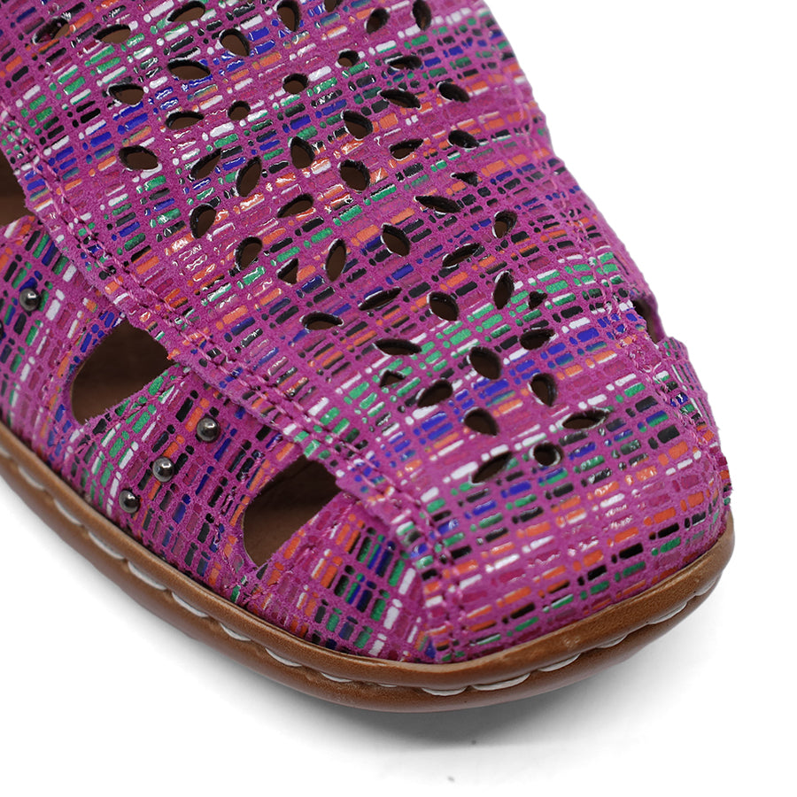 FUCHSIA PURPLE MULTI SLIP ON ELASTIC SIDED FLAT LOAFER