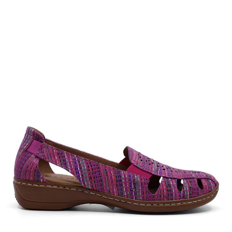 FUCHSIA PURPLE MULTI SLIP ON ELASTIC SIDED FLAT LOAFER