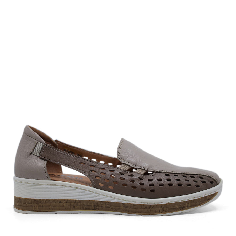 STONE GREY LASERCUT UPPER SLIP ON LOAFER