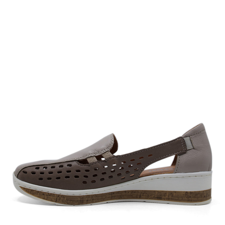 STONE GREY LASERCUT UPPER SLIP ON LOAFER