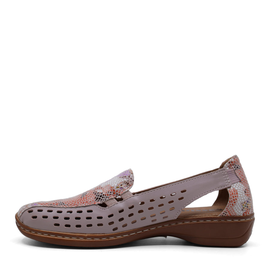 FLESH MULTI ELASTIC GUSSET SLIP ON LASERCUT LOAFER