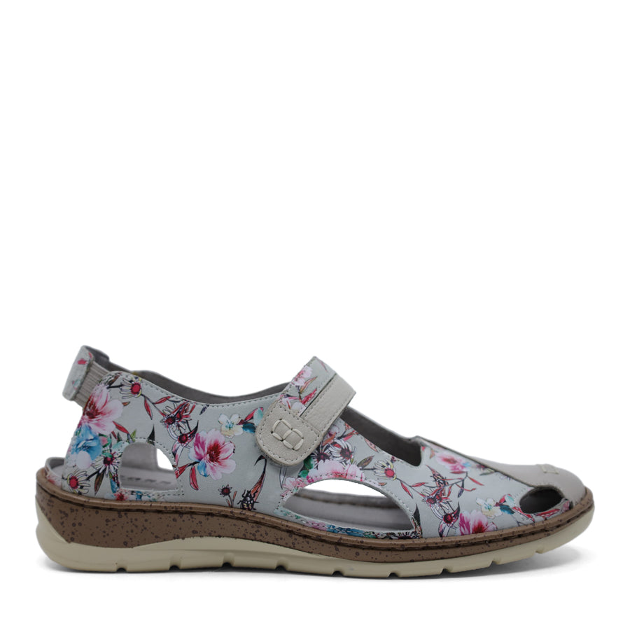 BOTANIC FLORAL PRINT SLIP ON ELASTIC HEEL STRAP VELCRO STRAP FLAT LOAFER