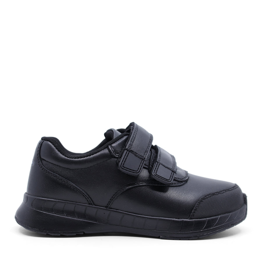 BLACK TWO VELCRO STRAP SCHOOL SHOE