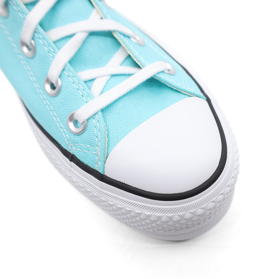 LIGHT BLUE CANVAS HIGH TOP LACE UP PLATFORM SNEAKER