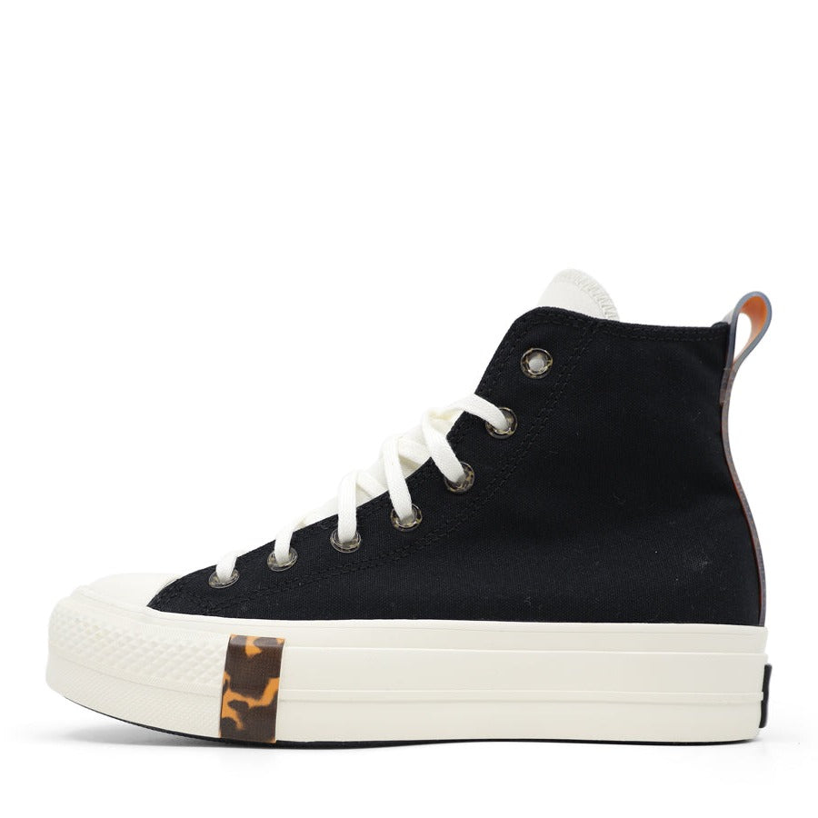 BLACK EGRET TORTOISESHELL HGH TOP LACE UP SNEAKER