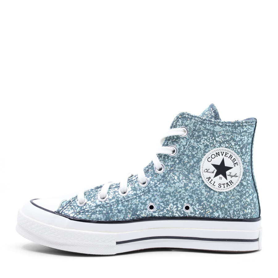 TEAL BLUE GLITTER HIGH TOP CHUCK SNEAKER