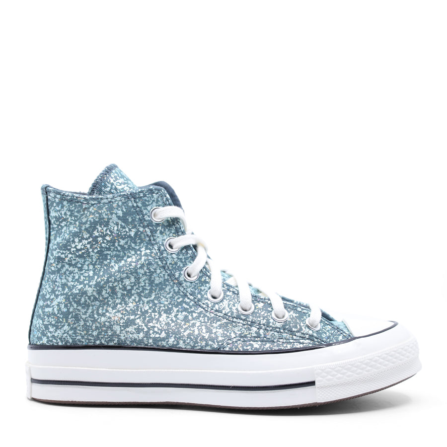 TEAL BLUE GLITTER HIGH TOP CHUCK SNEAKER