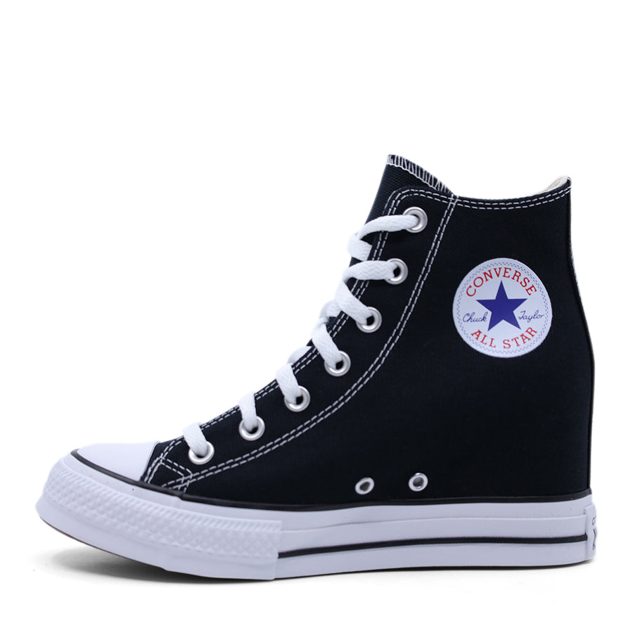 BLACK WHITE CONVERSE CHUCK INTERIOR HIDDEN WEDGE HEEL SNEAKER