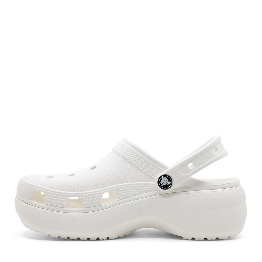 WHITE  PLATFORM CROC CLOG