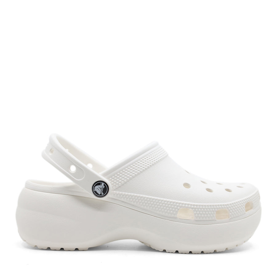 WHITE  PLATFORM CROC CLOG