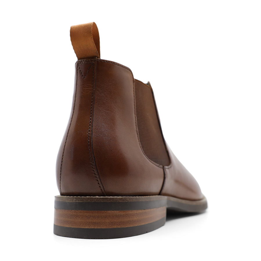 MENS COGNAC BROWN PULL ON ELASTIC SIDED ANKLE BOOT