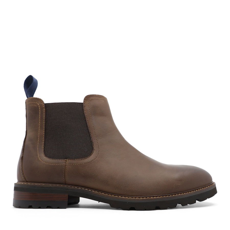 MENS BROWN PULL ON ELASTIC SIDED ANKLE BOOT