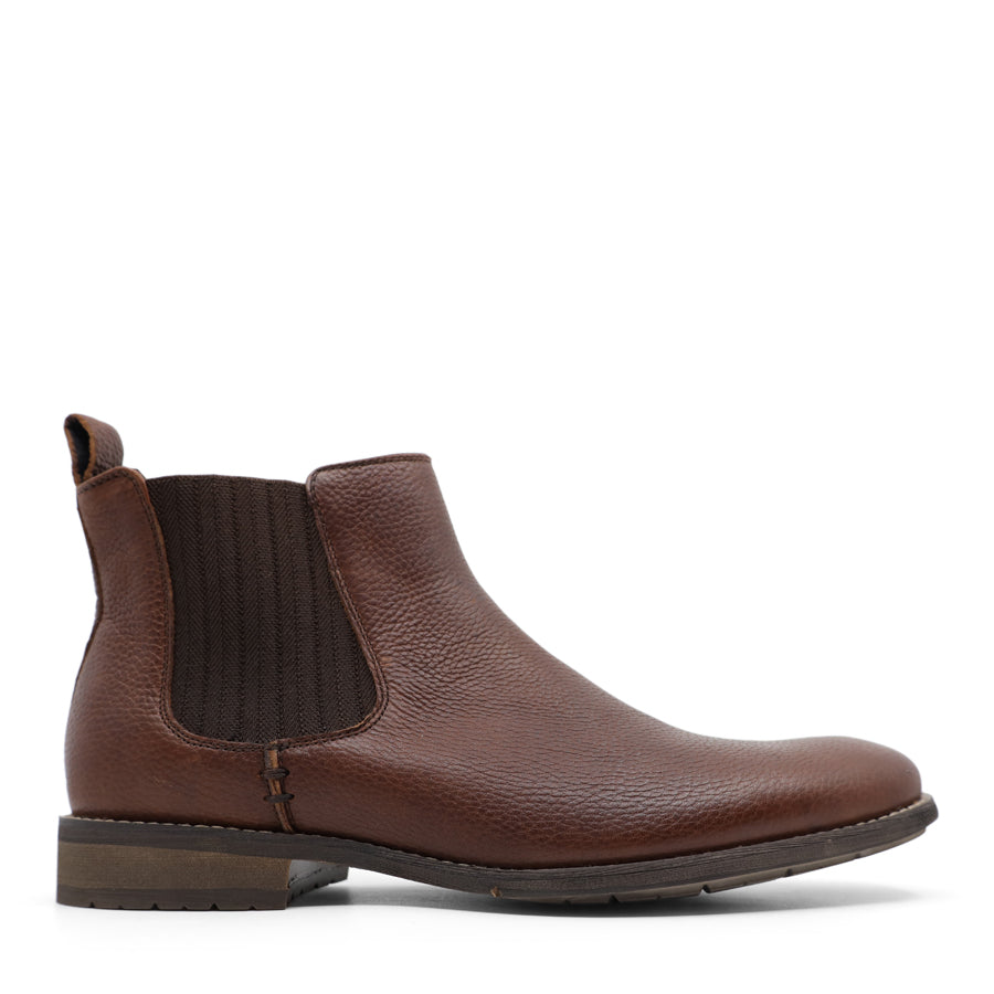 MENS BROWN PULL ON ELASTIC SIDED ANKLE BOOT