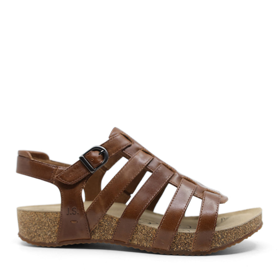 CAMEL BROWN GLADIATOR STRAP SANDAL WITH BUCKLE