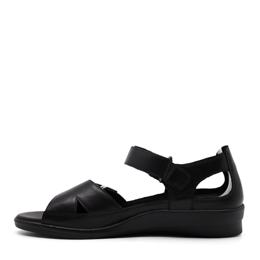 BLACK ADJUSTABLE VELCRO STRAP SANDAL