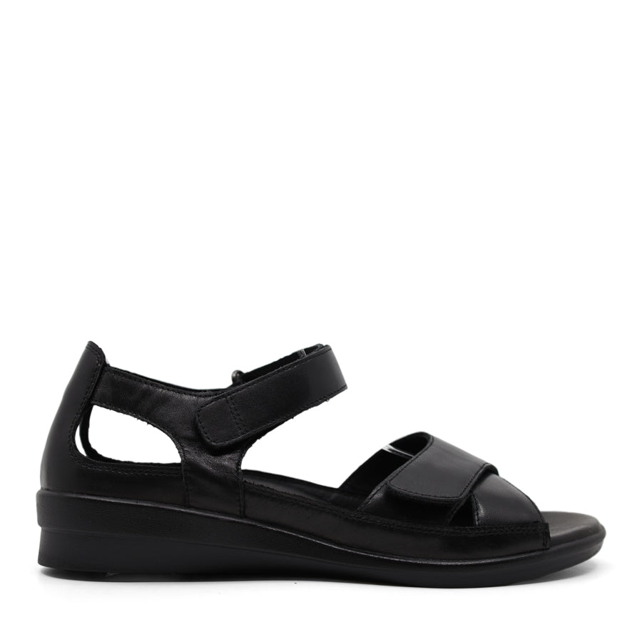 BLACK ADJUSTABLE VELCRO STRAP SANDAL