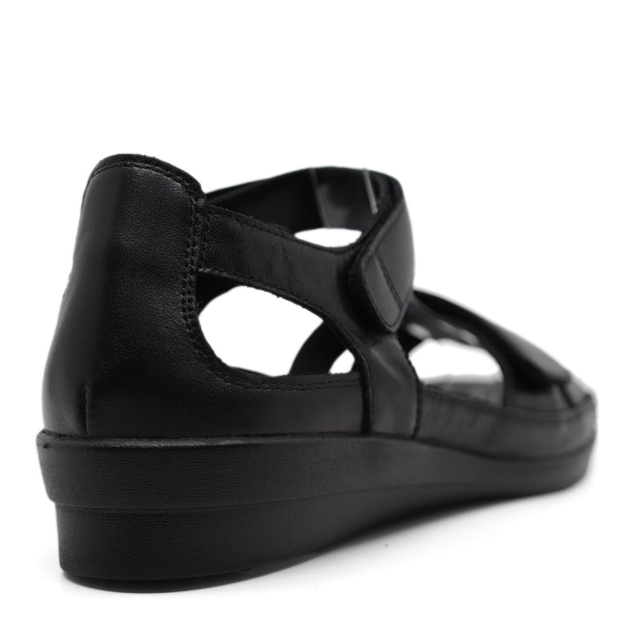 BLACK ADJUSTABLE VELCRO STRAP SANDAL