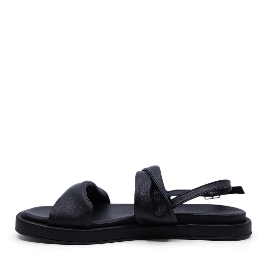 BLACK BUCKLE ANKLE STRAP SANDAL