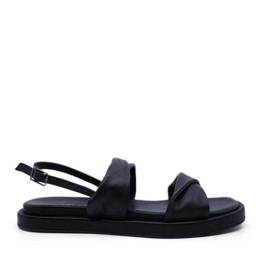 BLACK BUCKLE ANKLE STRAP SANDAL