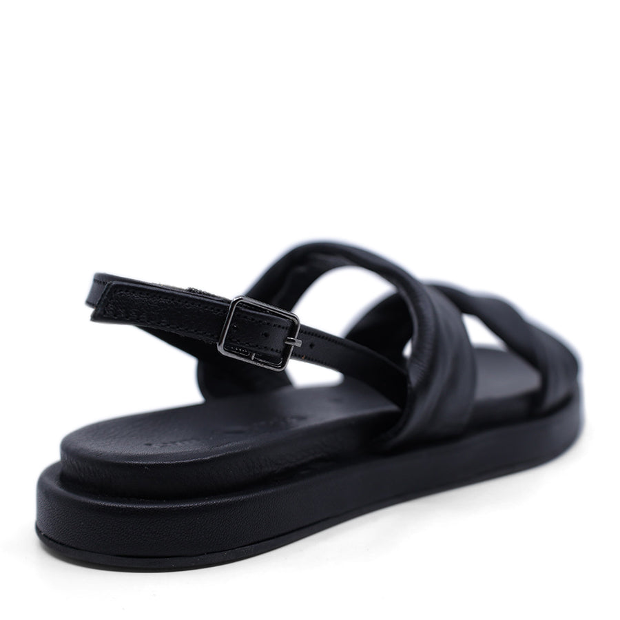 BLACK BUCKLE ANKLE STRAP SANDAL