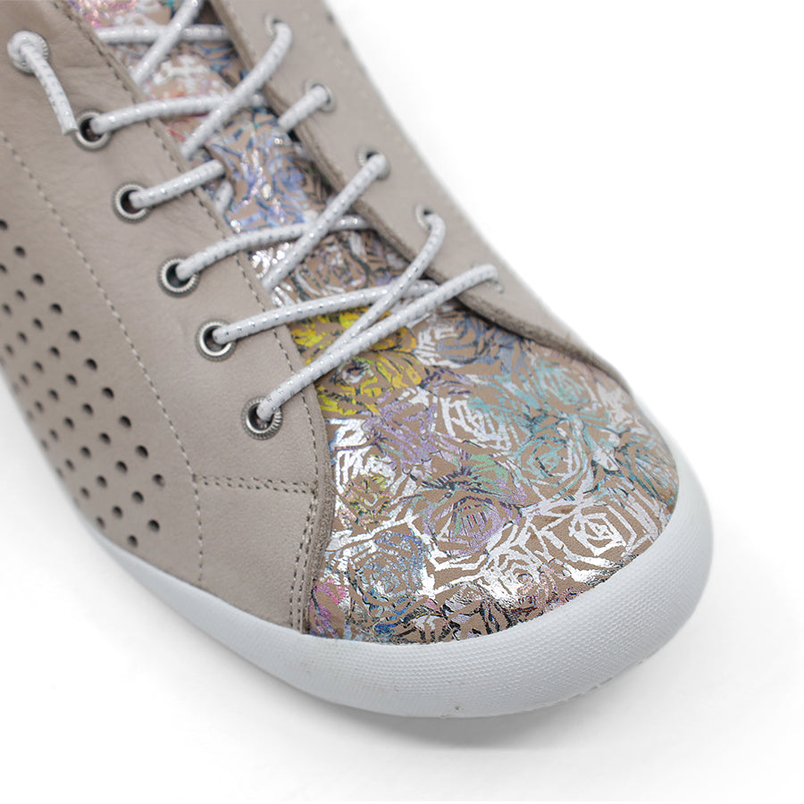 TAUPE BEIGE LASERCUT LACE UP SNEAKER