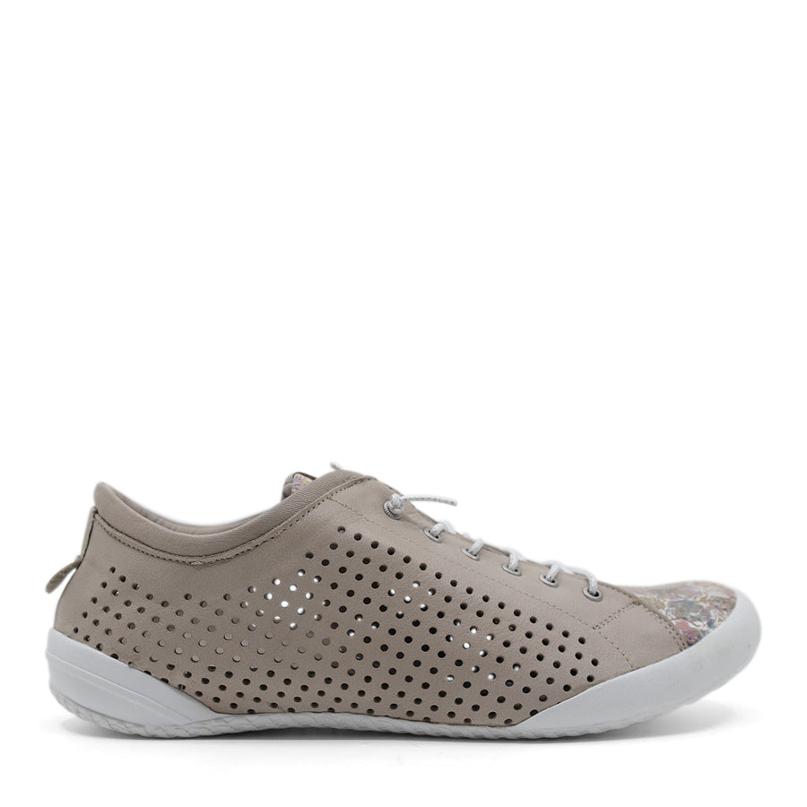 TAUPE BEIGE LASERCUT LACE UP SNEAKER