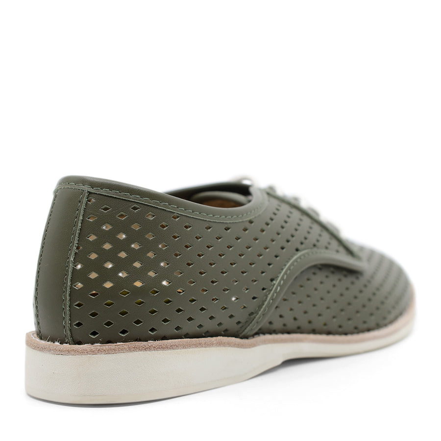 SEA KELP GREEN FLAT LACE UP LASERCUT SNEAKER