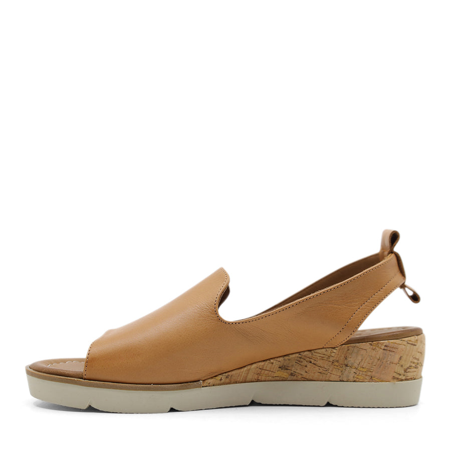 COCONUT TAN BROWN SLIP ON WEDGE HEEL SANDAL