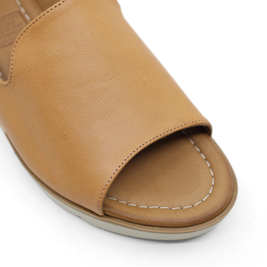 COCONUT TAN BROWN SLIP ON WEDGE HEEL SANDAL